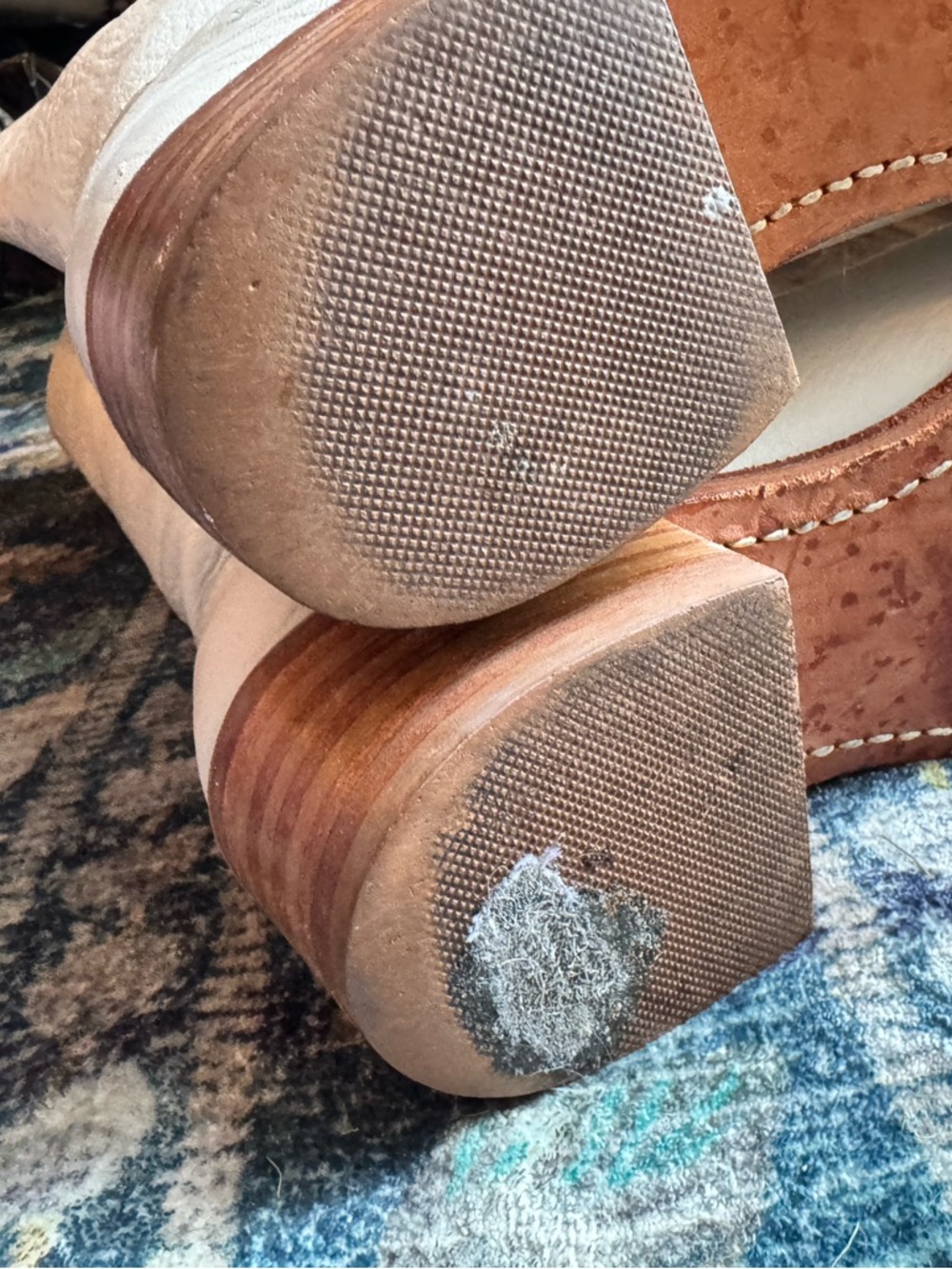 Vintage Frye White Pebbled Leather Mid-Calf Campus Heeled Boots | Made in USA 🇺🇸 - Picture 13 of 15
